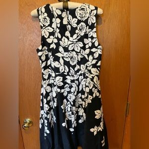 Talbots navy blue floral dress